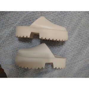 Beach Platform Chunky Clogs Shoes Size 9 Cream Boho Beachy Y2K